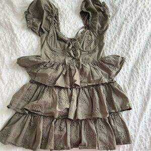 green altard state ruffle dress